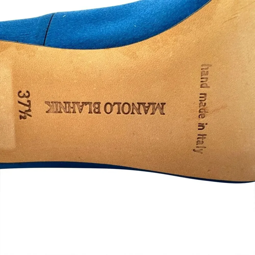Manolo Blahnik Hangisi Embellished Pumps in Blue Satin